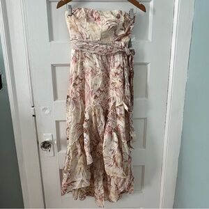 ANTHROPOLOGIE NWT Adriana High Low Convertible Strapless Dress Cream & Pink